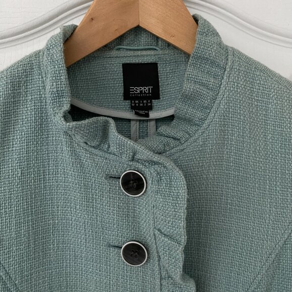 Espirit - 100% Cotton Belted Button Up Peplum Blazer - Picture 5 of 8